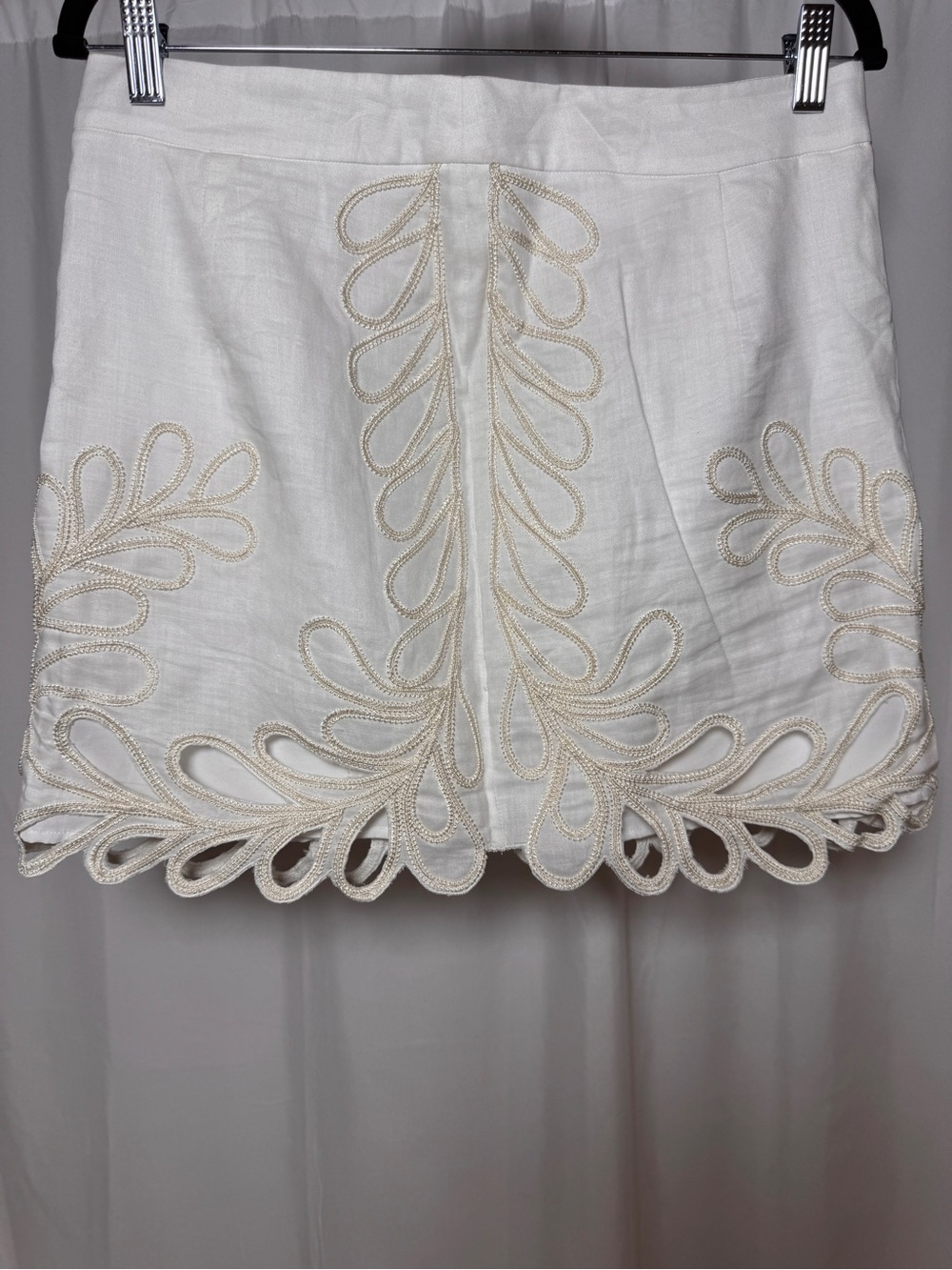 Karina Grimaldi Made in India Embroidered Lined White Ivory Skirt Womens Med